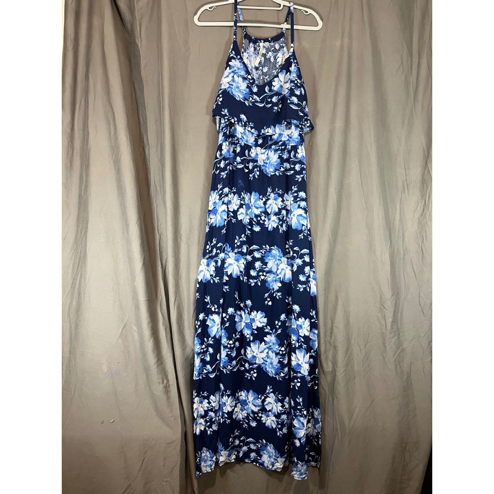LC Lauren Conrad Navy Blue Floral Maxi Dress
